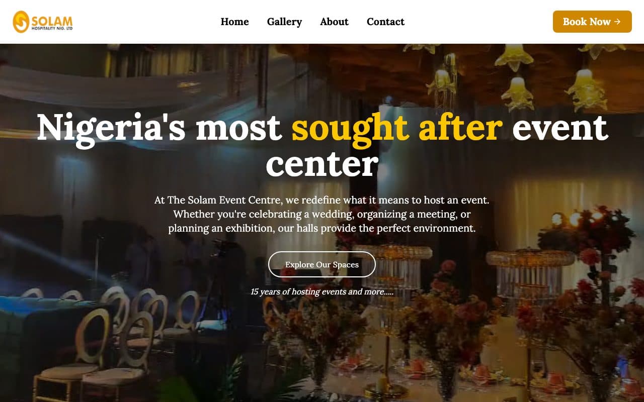 Screenshot of Solam Events Centre